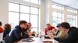 Students eating in Dining Commons