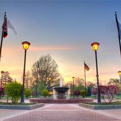 Fountain and Sunset