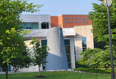 The cross outside the Evans Center