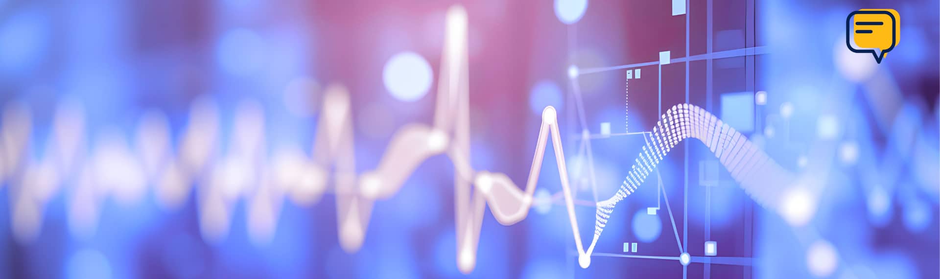 Lavender abstract background with white lines similar to the electronic signature of a heartbeat monitor