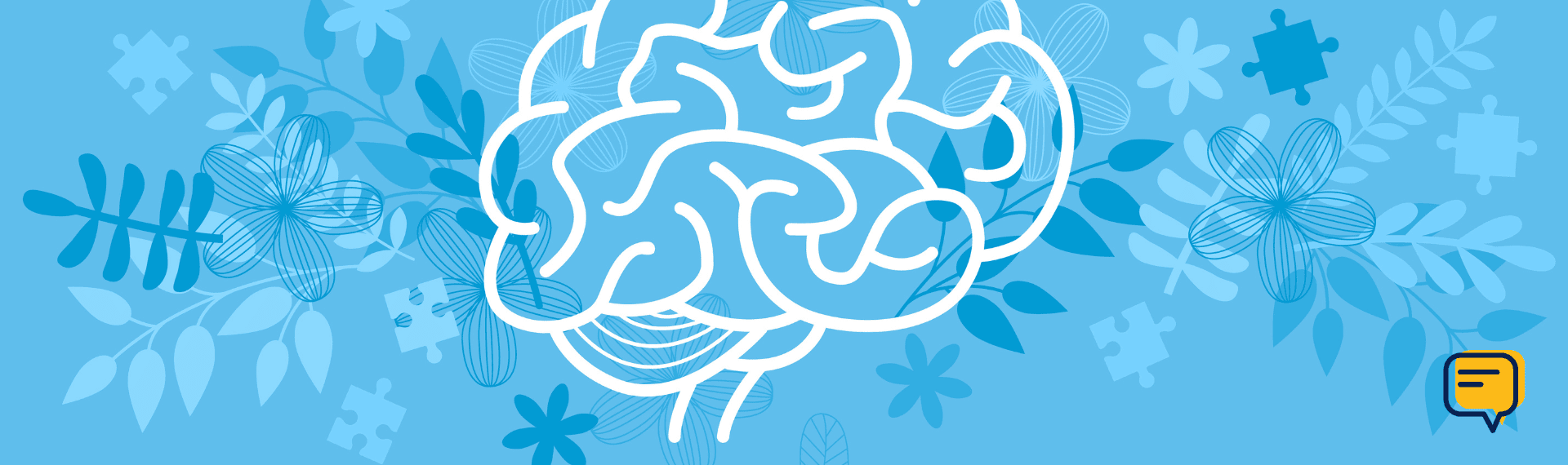 blue banner artwork with white outline of a brain
