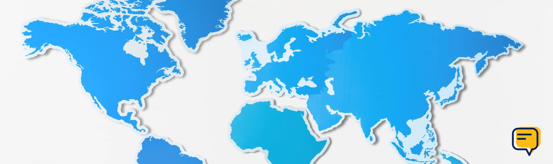 Blue and white world map