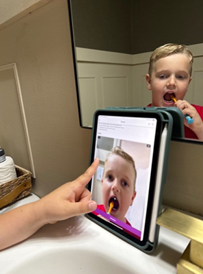 Child using mobile app