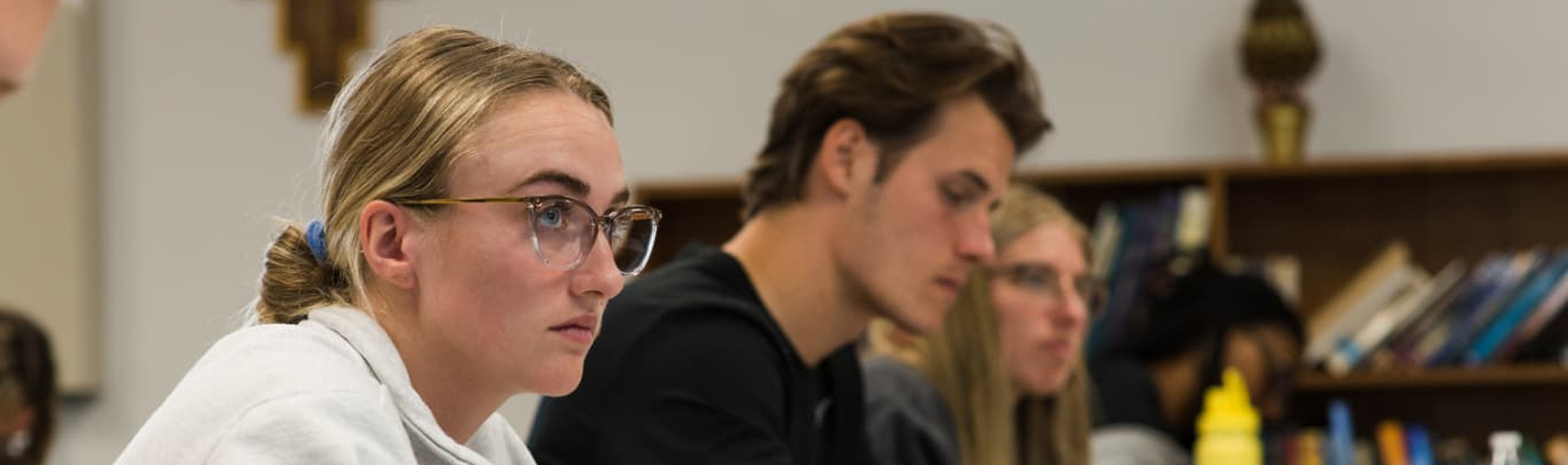 Students studying in classroom