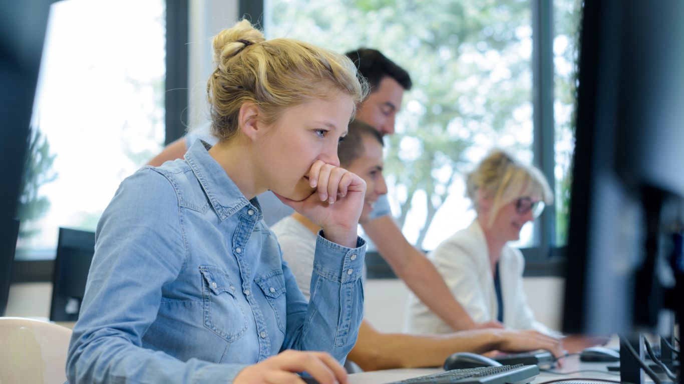 Student on computer