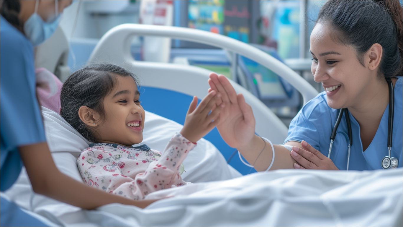 Nurse with child patient