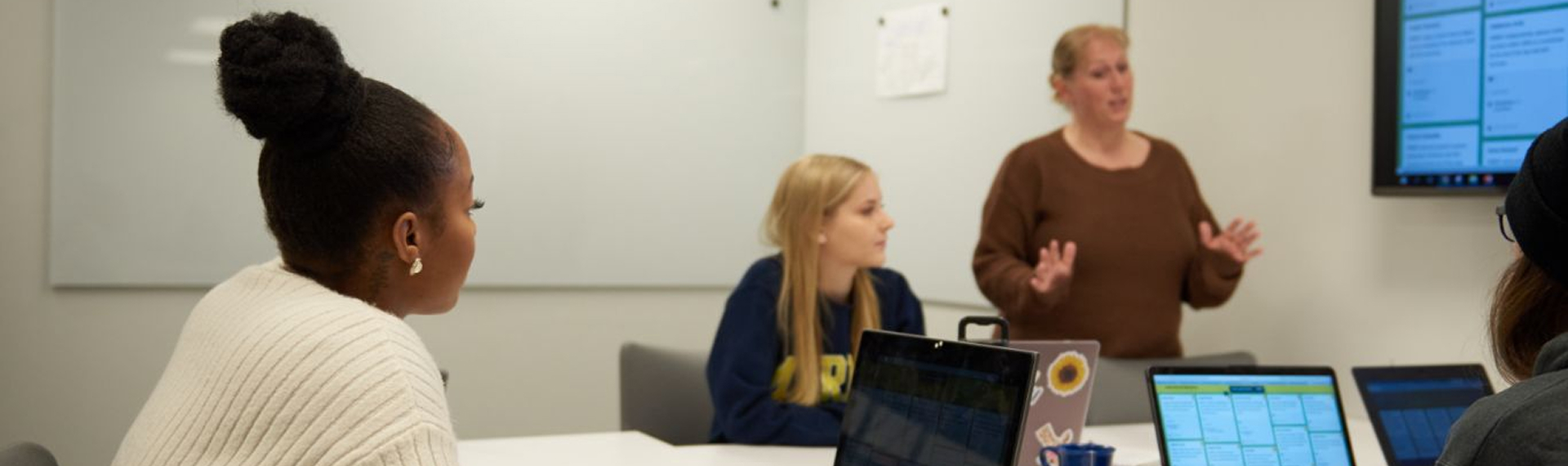 Health students working together on their computers