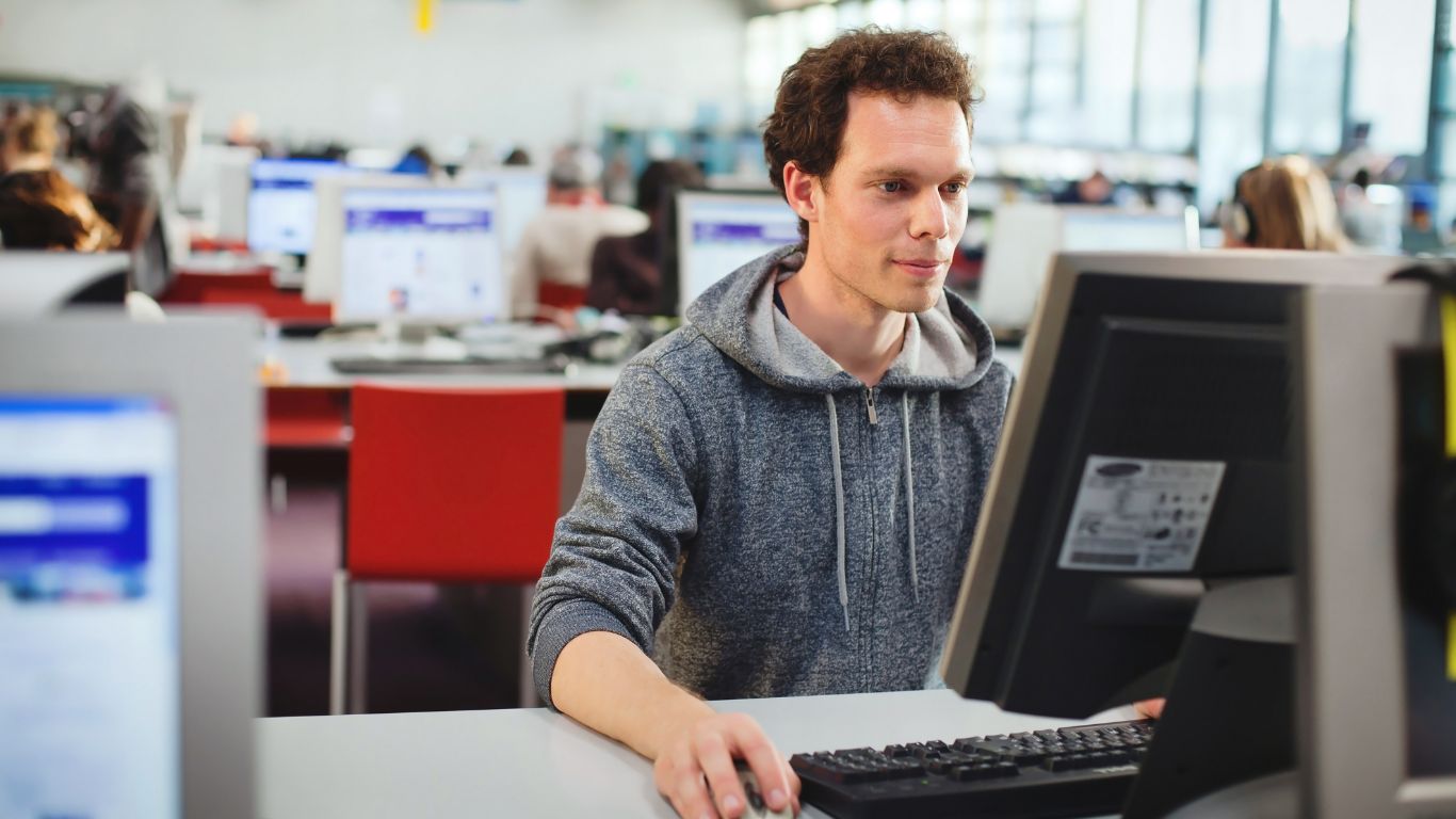 Student on computer