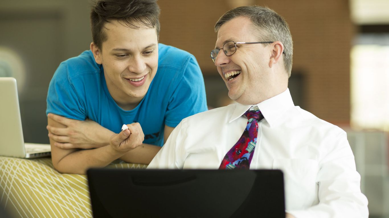 Student working with counselor