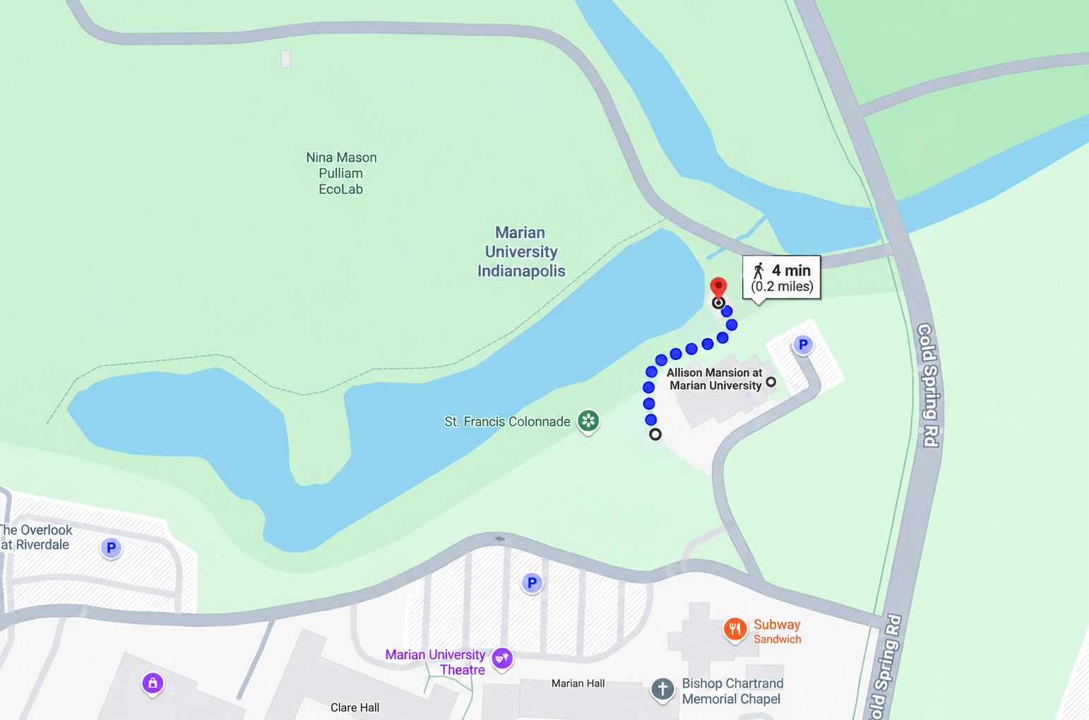 Campus map: Allison Mansion to the Eco Lab