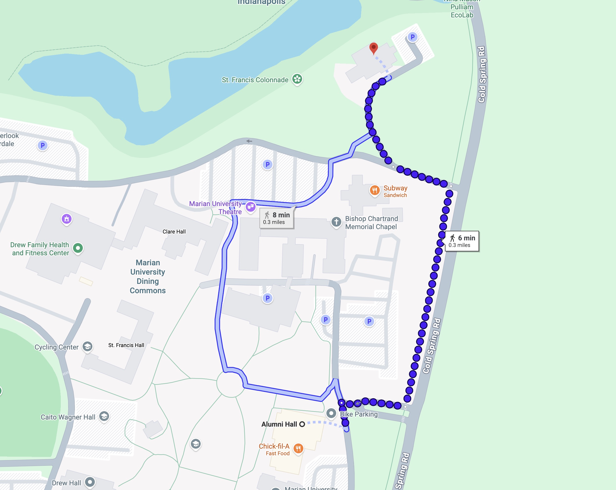 Campus map: Alumni Hall to Allison Mansion