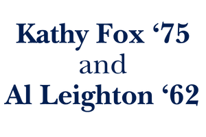 Gift acknowledgment for Kathy Fox and Al Leighton