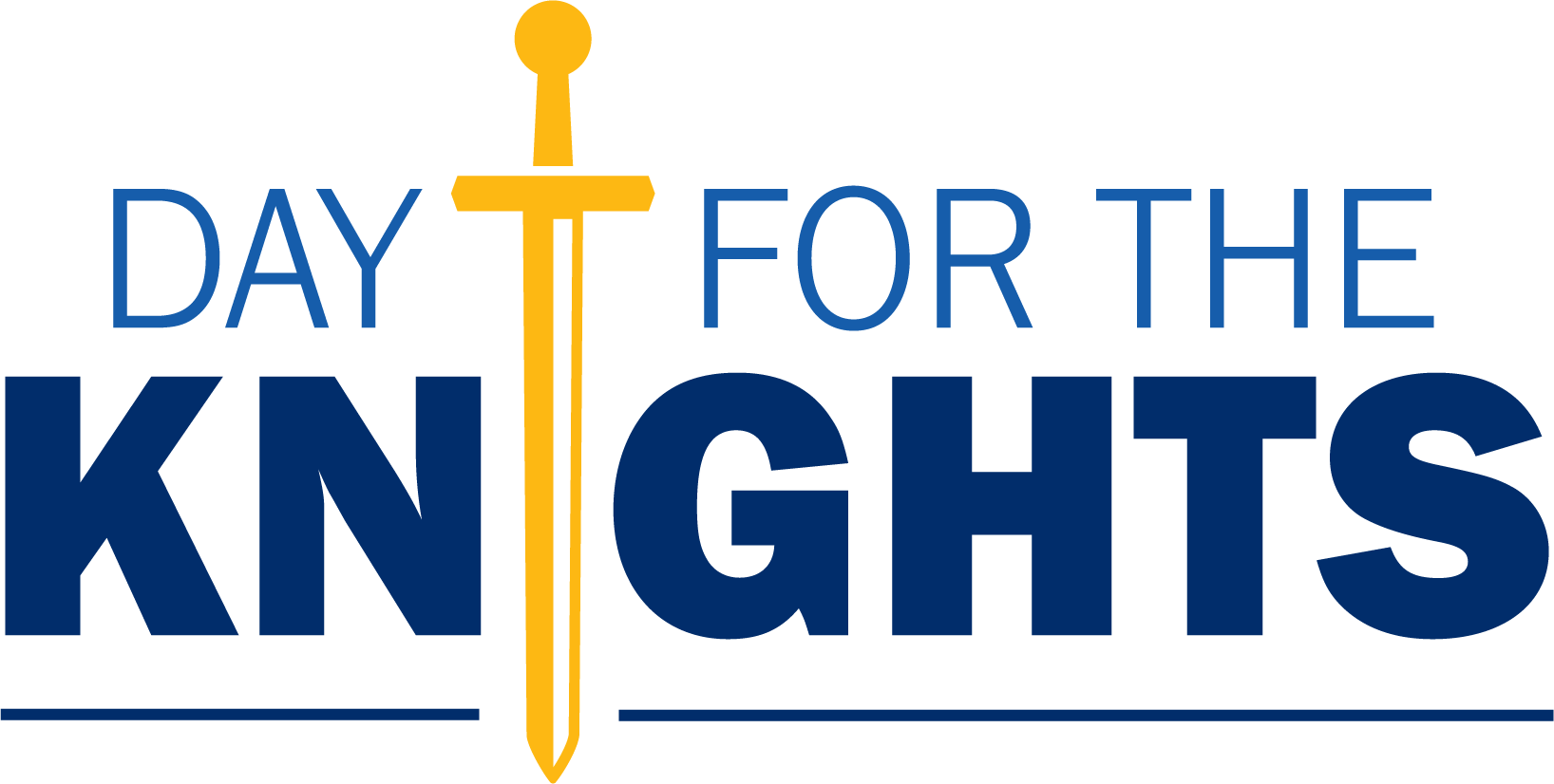 Logo for "Day for the Knights" featuring a sword design alongside the text.