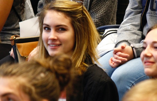 female student at orientation
