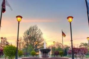 Fountain and Sunset