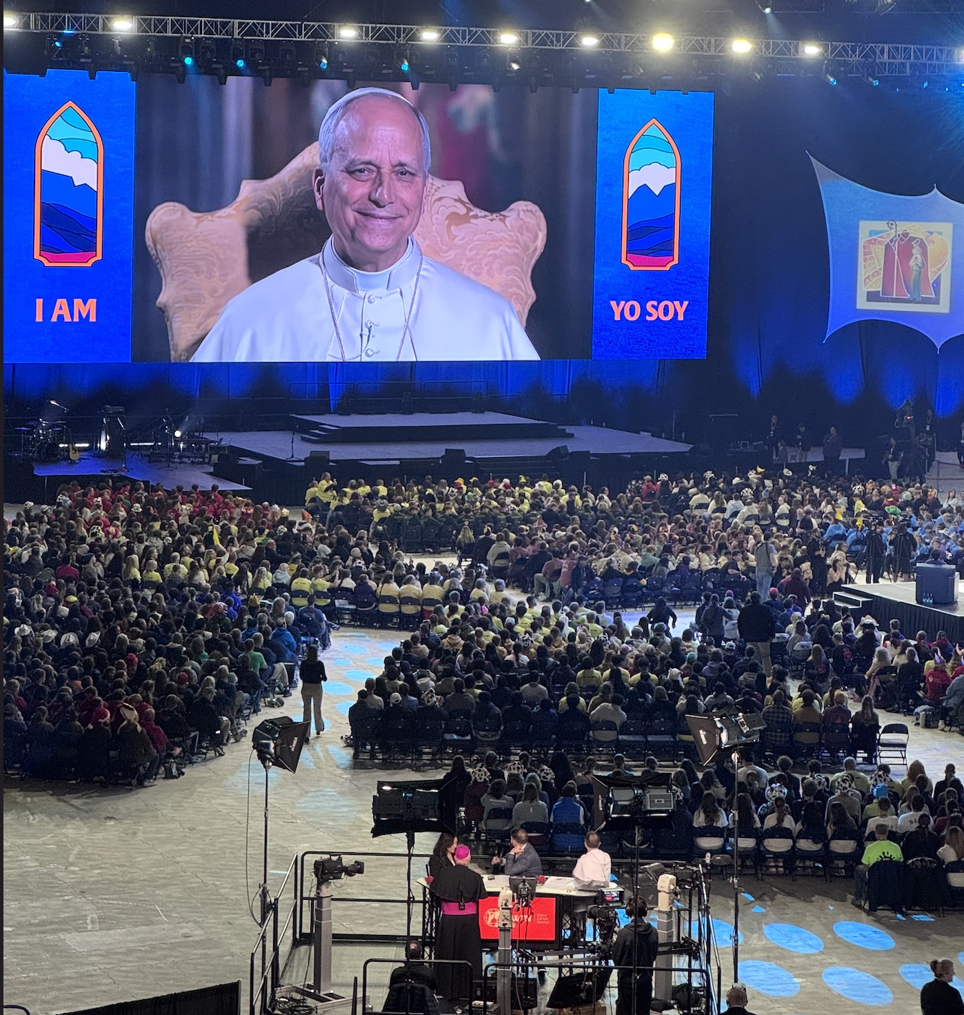 Pope Leo XIV joins NCYC via large video screen