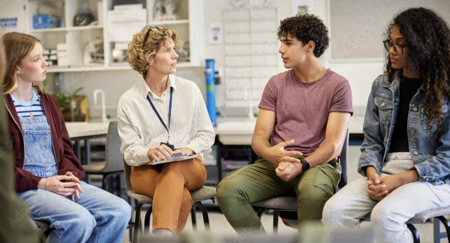 students with a counseling instructor