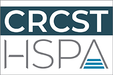 CRCST and HSPA logo with stylized blue stripes in the letter A.