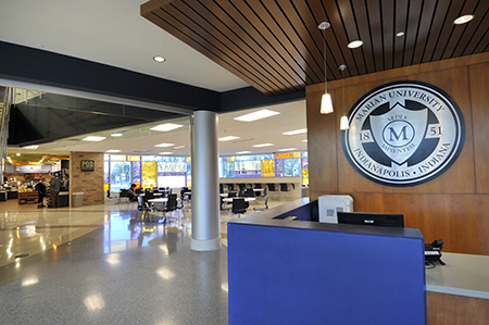 First floor atrium of the Evans Center