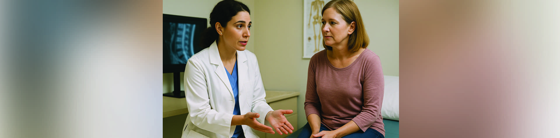 Patient and doctor inside healthcare facility