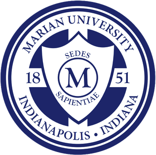 Marian University logo featuring a shield with the letter "M" and the year 1851, representing the institution's identity.
