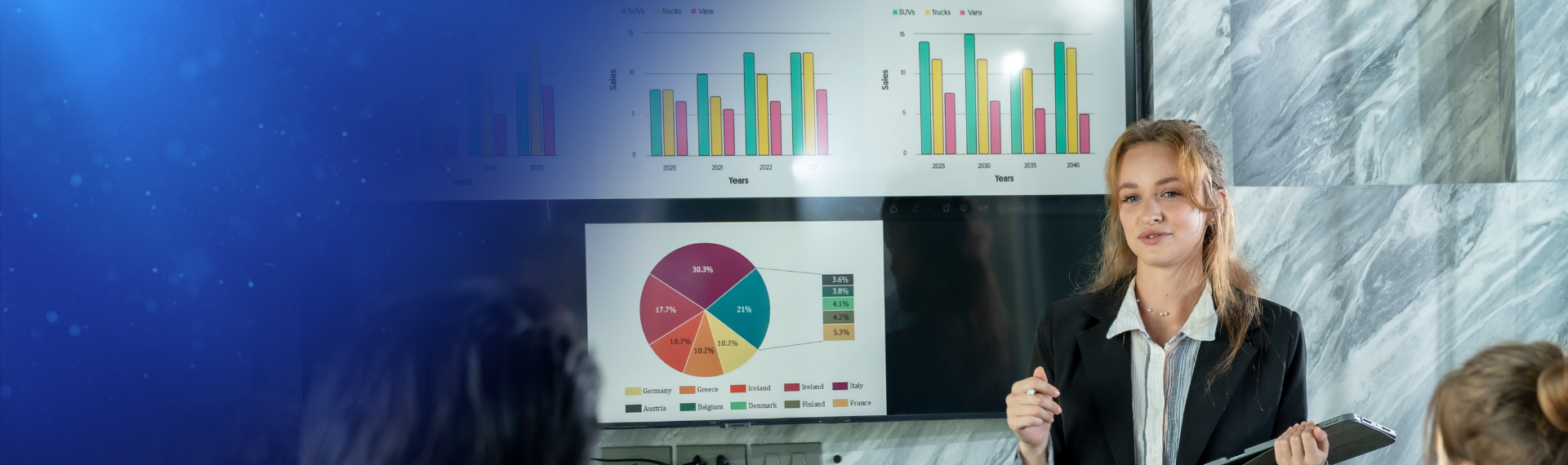 Accounting student presenting data